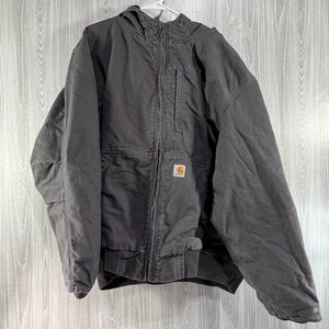 Carhartt Full Swing Hooded Gray Canvas Jacket Mens 4XL Big & Tall Workwear